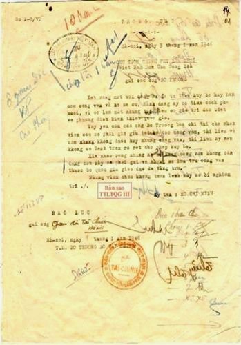 Thông đạt 1-C/VP ngày 03/01/1946 của Chủ tịch Hồ Chí Minh. Nguồn: Sưu tầm